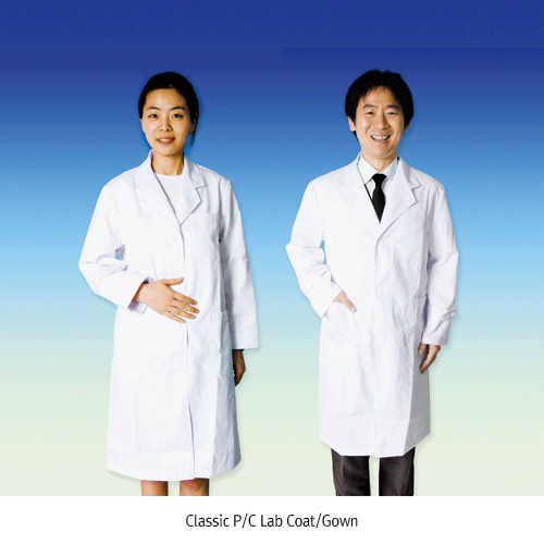 Classic P/C Lab Coat/Gown, With 35% Cotton + 65% PolyesterIdeal for Laboratory & Medical, 표준형 백색 가운