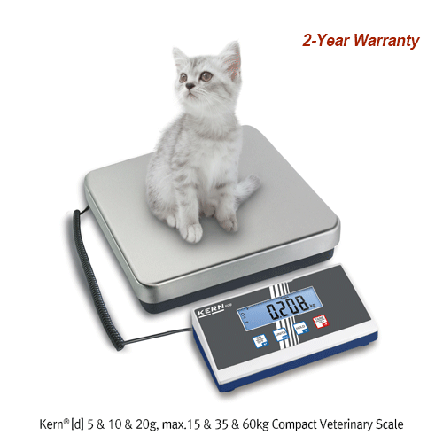 Kern® [d] 5 & 10 & 20g, max.15 & 35 & 60kg Compact Veterinary Scale, for Diverse Applications, Plate Size 315×305mmStainless-steel, Painted Steel Base, with Wall Mount for Display, 수의과(동물병원)용 저울