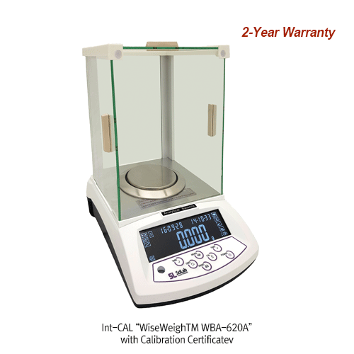 SciLab® [d] 1mg, max.320g & 620g Calibration Certificated Hi-Precision Lab Balance, Φ90·110·128mm Weighing PlateExt-CAL “WBA-320 & 620”, Auto Int-CAL “WBA-620A”, with Glass Draft Shield, Super Size Backlit LCD, Counting Function, Various Weight Mode“Ext-C