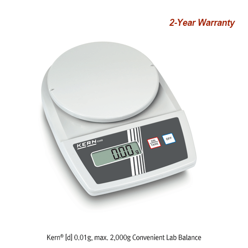 Kern® [d] 0.01g, max. 2,000g Convenient Lab Balance, Φ150mm Weighing PlateWith Tare & Auto-Off Function, Hook for Underfloor Weighing, 다용도랩 바란스