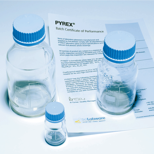 PYREX® Premium Batch-certificated Square Media-lab Bottle, 100~1,000㎖With PP Screwcap & Pouring Ring, Autoclavable, Borosilicate Glassα3.3, 프리미엄 4각 랩바틀