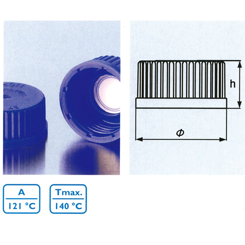 PP Membrane Screwcap, GL25~80, Autoclavable, BlueWith PTFE membrane for Pressure Compensation, -10℃+125/140℃, 세포배양 캡