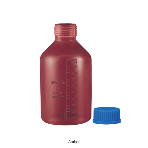 Wisd HDPE VolumTM Bottle, with DIN/GL-32 & 45 PP Screwcap, 100~2,000㎖Translucency & Opaque Amber, Precisely Graduated, -50℃+105/120℃ Stable, HDPE 광구 랩바틀, 정밀 눈금