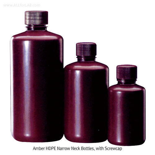 Wheaton® ASTM Premium HDPE Leak Resistant Lab Bottle, Narrow- & Wide-Neck, EPA·FDA·UPS·ISO, 4~1,000㎖With No-drip Pour Lip & Double-Seals, 120℃ Stable but Non-Autoclavable, HDPE 세구 & 광구 랩바틀,“고급형”