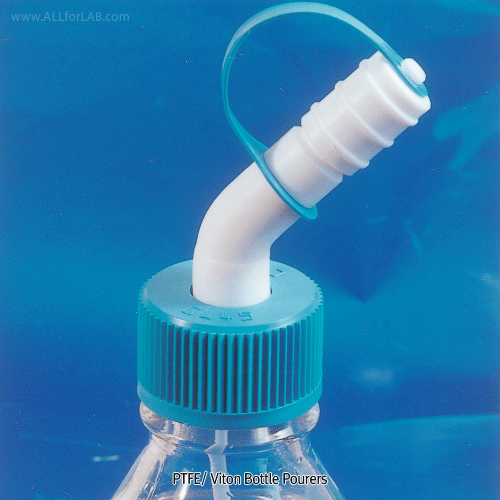 Cowie® Bottle Pourers of PTFE/Viton, for GL30·32·38·45 Screw Neck BottlesWith Pourers Tip Closure and PTFE Air Filling Tubing, -200℃+280℃, <UK-made>, PTFE 바틀 푸어러