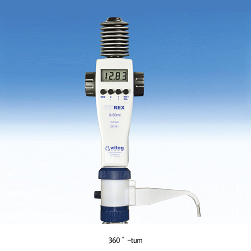 Witeg® Digital Burette, TITREX® Bottle-top, Titration and Dosing Applications, 0~50 / 0.01㎖Ideal for Fine(㎕)-adjustment, Perfect Air-purging Mechanism·No Loss of Reagent·Autoclavable Valve Block, <Germany-made>, 디지털 정밀 자동뷰렛