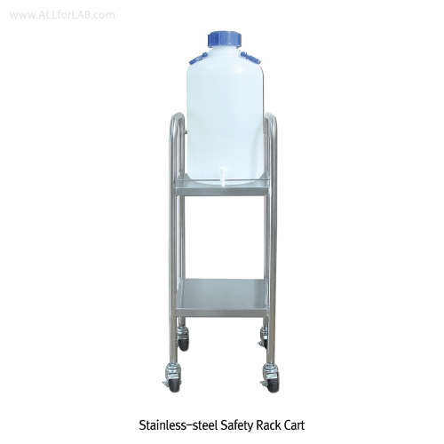 SciLab® Stainless-steel Safety Rack Cart, with 2 Shelf & Stop-On CastersFor Large Volume Bottles in Lab·Medical·Industrial, 바틀 랙 카트