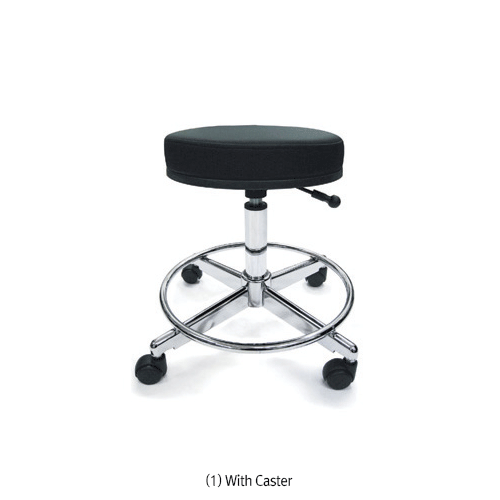 Examining Stool, Durable, Swivel & Soft Cushion, Footrest, Stable, Adjustable Height, Φ350×h450~600mmIdeal for Laboratory & Hospital, With or Without Caster, 실험·진찰 의자/걸상