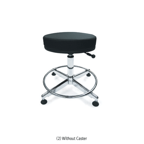 Examining Stool, Durable, Swivel & Soft Cushion, Footrest, Stable, Adjustable Height, Φ350×h450~600mmIdeal for Laboratory & Hospital, With or Without Caster, 실험·진찰 의자/걸상