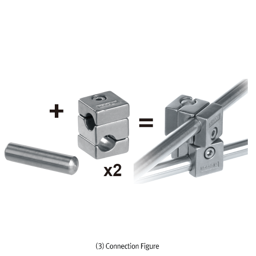 Bochem® High-grade Square Connector, Φ12~13mm GripFor 90˚or 0~360˚angle Connection, Anodized Aluminum, 4각 커넥터