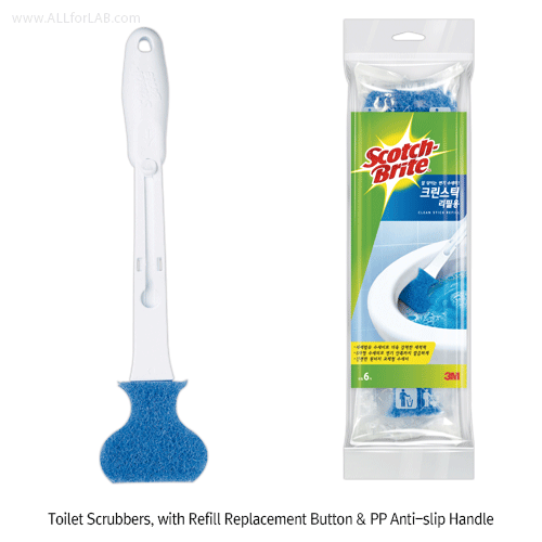 3M® Scotch® Toilet Scrubber, One-touch Exchangeable Head, Easy-to-useWith Refill Replacement Button & PP Anti-slip Handle, Reusable Head Brush, 크린스틱 수세미, 변기청소용