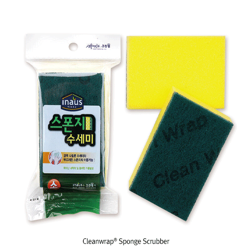 Cleanwrap® Sponge Scrubber, Nylon & Sponge, Double Function, Fast DryingLong-term Use, Powerful Removal, 스펀지 수세미