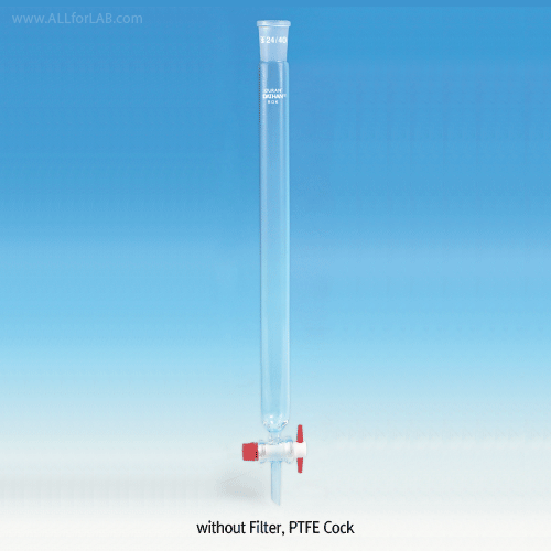 SciLab® DURAN glass Chromatography Column, with 24/40 & PTFE Cock Φ2.5mmWith Joint PTFE Stopcock Bore Φ2.5mm, Effective-id.Φ10~45, h200~700mm, 크로마토 칼럼