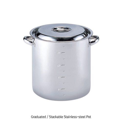 6~48 Lit Graduated Stackable Stainless-steel Pot, Anti-magnetic Stainless-steel 316With Lid & Handle, Finished Surface, 눈금부 비자성 스텐 포트