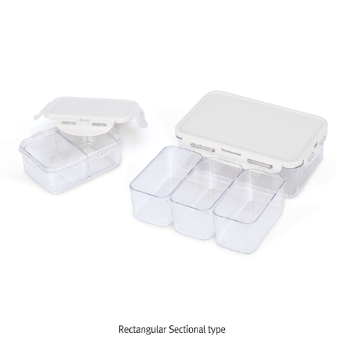 LOCK&LOCK® PCT Sectional Container, Rectangular, 110℃, 350 & 1,000㎖Ideal for Microwave Oven·Sampling·Storage, with Safety Locking Lid, PCT 칸분리형 밀폐 용기