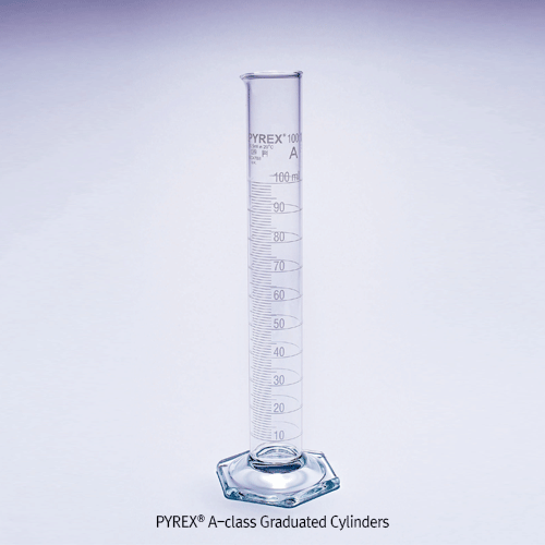 PYREX® A-class Graduated Cylinders, with or without WORK CERIFIED, Boro-glass 3.3, 5~2,000㎖A급 메스실린더