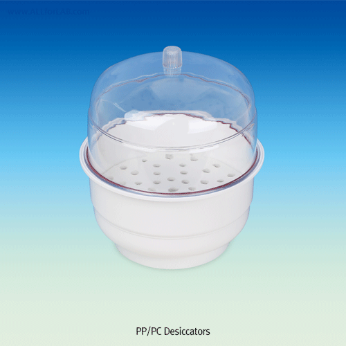 PP/PC Desiccator, Good for General Purpose, Autoclavable, id Φ150~Φ300mmWith PP Plate·Silicone O-ring·Clear PC Lid, PP/PC 데시케이터, 중판포함