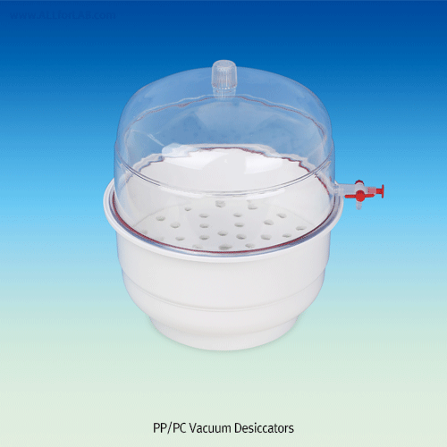 PP/PC & All Clear PC Hi-Vacuum Desiccator Set, id Φ145~Φ300mmWith PP Plate & PP Stopcock·Silicon O-Ring, 진공 데시케이터, 중판포함