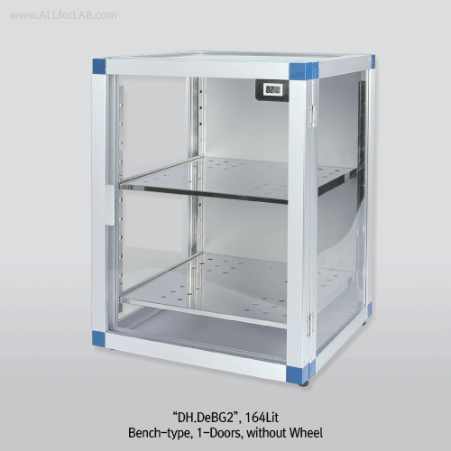 SciLab® 164·207·320·640·604Lit Gas Exchangeable PMMA Desiccator, 1 & 4 RoomWith Digital Thermo-Hygrometer·Gas Valve·Stainless-steel Shelf, 가스치환 데시케이터