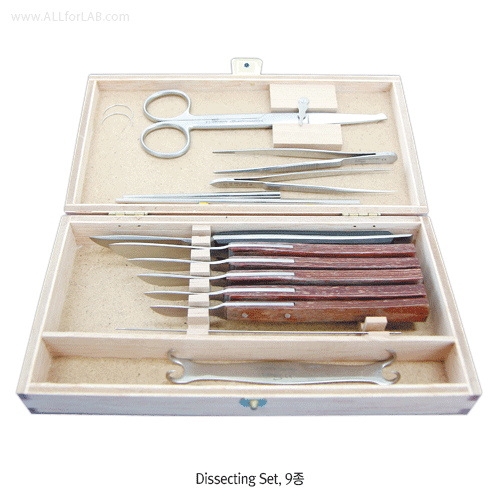 Hammacher® Premium Dissecting Set, Rustproof Stainless-steel, “HS0121.00” & “HS0120.00”For Advanced Researchers, 5 & 8 Instrument in Wooden Case, <Germany-made>, 프리미엄 해부기 세트, 독일제, 비부식