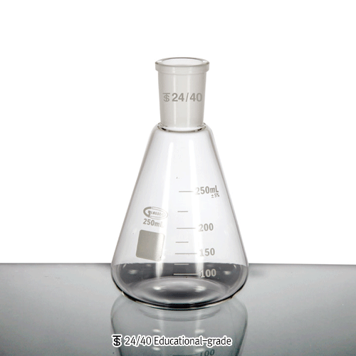 Eco-ASTM 24/40 & DIN 24/29 Erlenmeyer Flask, Graduated, 50~1,000㎖Good for Education, Boro-glass 3.3, 경제형 삼각 플라스크