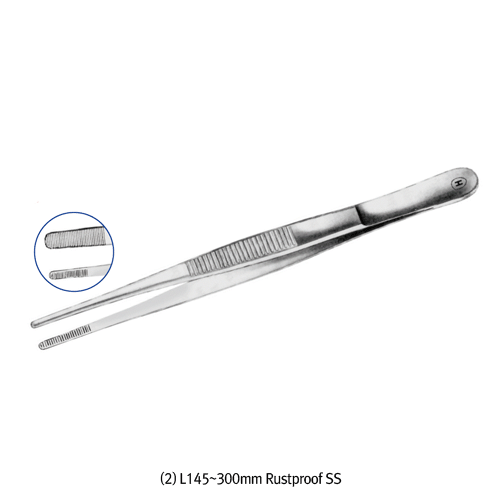 Hammacher® Premium Dressing/Thumb Forceps, WironitTM & Rustproof Stainless-steel, Medicaluse approved120~300mm, with Blunt/Ridged-Tip, <Germany-made>, 프리미엄 표준 드레싱 포셉/핀셋, 독일제 의료용