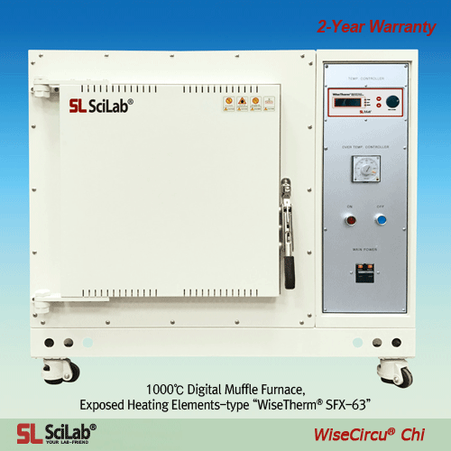 SciLab® 1,000℃ Programmable Digital muffle furnace “WiseTherm® SFX”, Exposed Heating Elements-typeWith Digital PID Control, Short Heat-up Time, Ceramic Fiber, 4-Side Heating, with Ceramic Fiber Plate, 3~63 Lit디지털 전기로, 디지털 PID 컨트롤 시스템, 4면 가열 방식, 히터 노출형