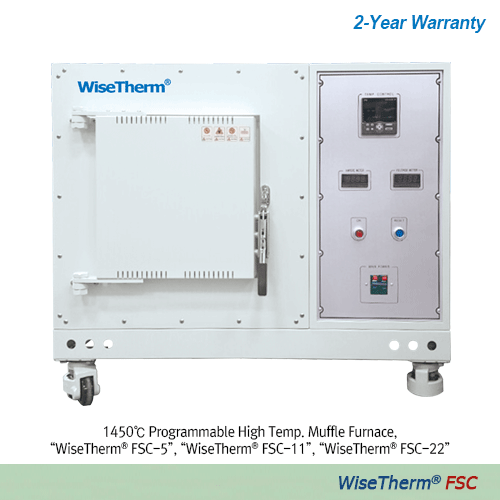“WiseTherm® FSC” 1,450℃ Programmable High-Temp muffle furnace, Exposed Heating Elements-typeWith SIC Heater, Digital PID Control, Short Heat-up Time, 2-Side Heating, without Ceramic Fiber Plate, 1.9~22 Lit고온 디지털 전기로, 디지털 PID 컨트롤 시스템, 2면 가열 방식