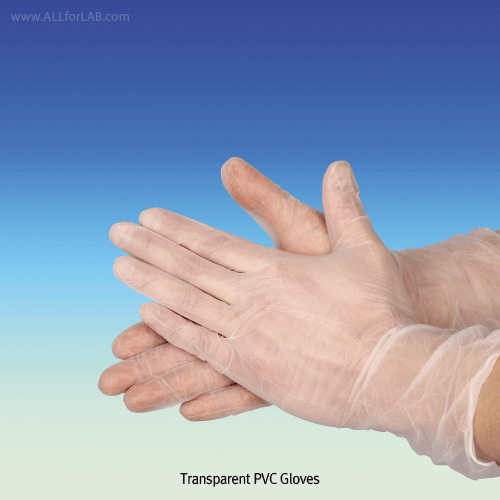 Koreca® Transparent PVC Clean Room Glove, Grade 10 Class, L305mmWith Long Cuff, Ambidextrous, No Allergy by Natural PVC, 투명 크린룸용 PVC 장갑