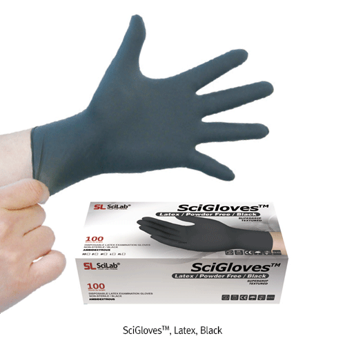 SciGlovesTM Latex Exam Glove, Powder-Free, Textured, L240mmWith Comfortable Grip, Premium Grade AQL 1.5, 라텍스 실험장갑