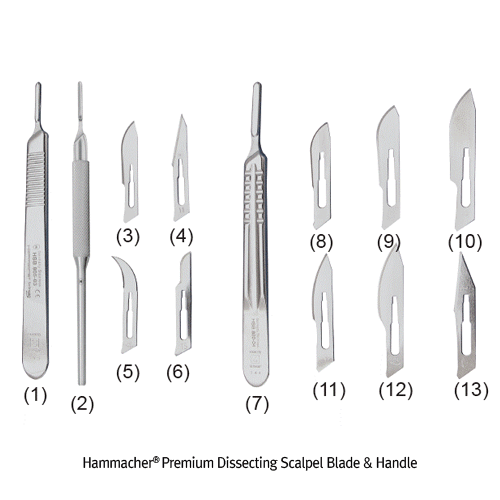 Hammacher® Premium Dissecting Scalpel Blade & Handle, for LabExcellent for Cutting & Dissection Needs, <Germany-made>, 프리미엄 해부 메스 블레이드 및 핸들, 독일제, 랩용