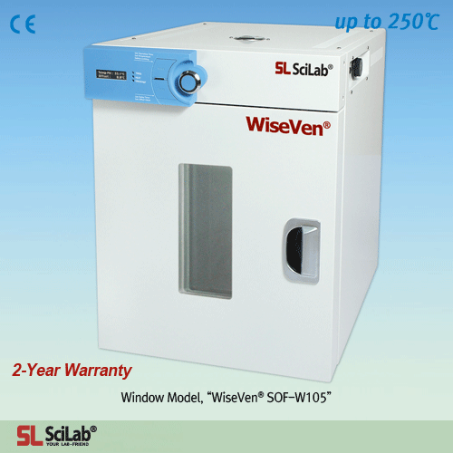 SciLab® Forced-air Drying Oven “WiseVen® SFO”, 3-Side Heating Zone, 50·105·155·305 Lit, up to 250℃, ±0.3℃With Wire Shelves, Digital PID Control, Jog-Dial & Push Button, Digital LCD, with Back-light, Pre-Heating Zone, Certi. & Traceability강제 순환식 정밀 건조기/오븐,