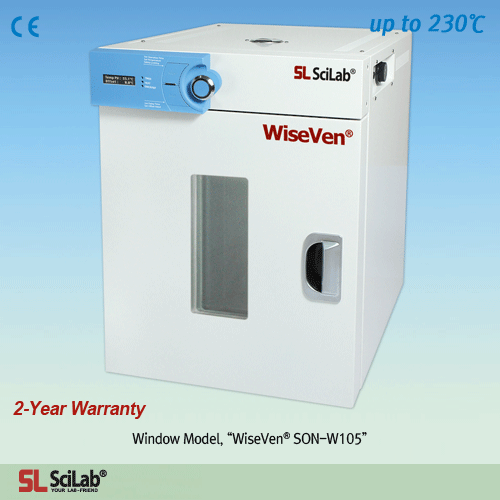 SciLab® Gravity-air Drying Oven “WiseVen® SNO”, 3-Side Heating Zone, 32·50·105·155 Lit, up to 230℃, ±0.5℃With 2 Wire Shelf, Digital PID Control, Jog-Dial & Push Button, Digital LCD with Back-light, with Certi. & Traceability자연 대류식 정밀 건조기/오븐, 고정밀 디지털 퍼지 제어