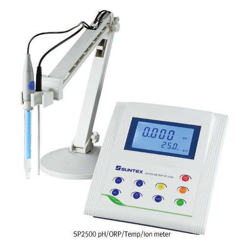 Suntex® Microprocessor Benchtop pH·mV·ORP·Ion Meter Set, “SP2100”, “SP2300”, “SP2500”With Auto-Read Function, -2.000~16.000pH, ±1999.9mV, -10℃+110℃, 0.001~1999.9ppm, 탁상용 pH·mV·ORP·Ion 미터