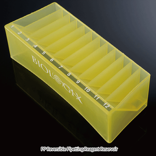 PP Reversible Pipetting Reagent Reservoir, 2 Sides, 5㎖/12 well and 50㎖/1 wellWith V-shaped Bottom, Autoclavable, -20℃+125/140℃ Stable, PP 양면 피펫 레저버