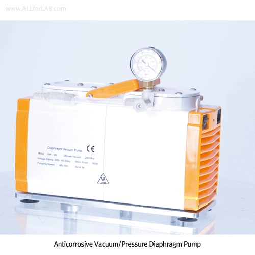 TJV® Anticorrosive Vacuum/Pressure Diaphragm Pump, “GM-series”, Oil-freeIdeal for Multi-purpose, 200/50mbar, 20~120Lit/min, 내부식성 다이어프램 펌프