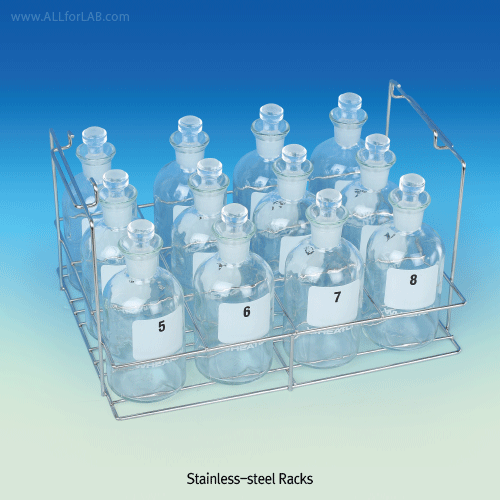 SciLab® B.O.D. Bottle Rack, for 60 & 300㎖With 12-and 20-holes, Stackable, 스텐선 바틀 랙