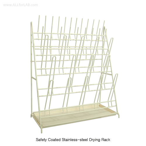 SciLab® Safety PVC Coated Steel Drying Rack, Bench-TopWith 35·48·70-Peg, Single & Double-type, with Drain Tray, 스텐 건조대