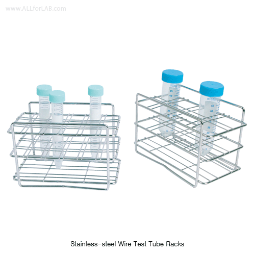 SciLab® Stainless-steel Wire Test Tube Rack, for Φ13~Φ30mm Tubes of 0.5~50㎖Ideal for Water Bath and Temp-Resistance, 40/50/100-Hole, 스텐선 시험관랙