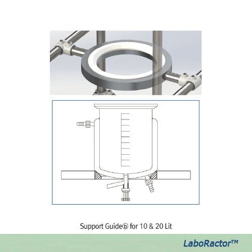 LaboRactorTM 0.5~20 Lit Suspended Vacuum Reactor Set, with Jacketed Glass Vessel·Agitator·Frame·Glass AssemblyWith DN O-ring Flange·PTFE Impeller·PTFE Drainvalve, Digital 50~1000rpm, 행잉 타입 자켓 글라스 진공 반응조 셋트 0.5~20 Lit