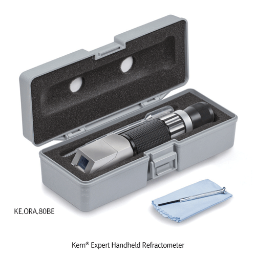 Kern® Expert Handheld Refractometer, Measurement of Brix and Refractive IndexWith a Special Large Measuring Range & Large Divided Scales, 전문가용 측정범위 조정형 굴절계, 당도 및 굴절률 측정