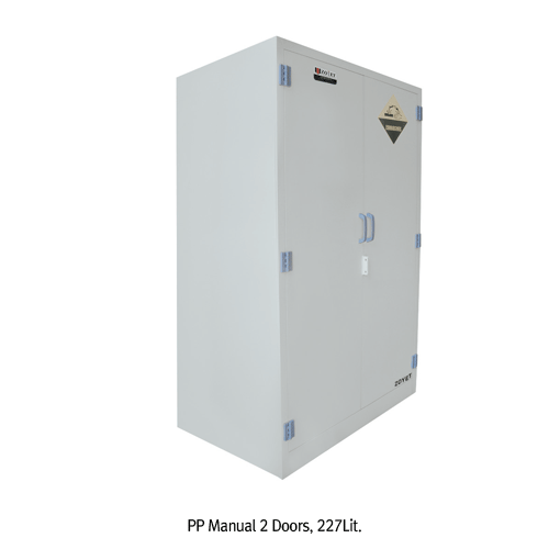 Zoyet® PP Safety Cabinet for Strong Acid & Corrosives, with Liquid-tight, with All-welded Interior, 15~170 LitAccording to OSHA Requirement, with White Durable Polypropylene, PP 안전 케비넷, 산 & 부식물질 보관용