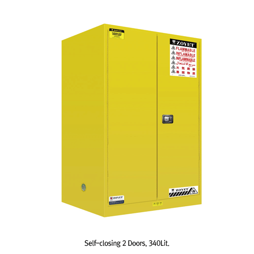 Zoyet® Safety Cabinet for Flammables, with Double Layer Fire Proof Steel with Insulation Layer, 15~410 Litfor Easy Open & Close 180° Door with Double Keys, with High Visible Warning Label, with Manual-/Self Closing-DoorCompliance with OSHA 29 CFR 1910.106