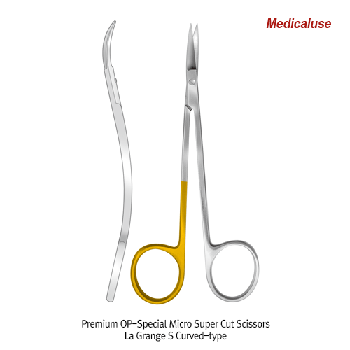 Hammacher® Premium OP-Special Micro Super Cut Scissors, for All Surgical Uses, L105~140mm, Medicaluse approvedWith Extra-sharp Tips·One Grip Ring Golden, Stainless-steel 420, <Germany-made>, 프리미엄 마이크로 슈퍼 컷 수술 가위, 독일제 의료용, 비부식