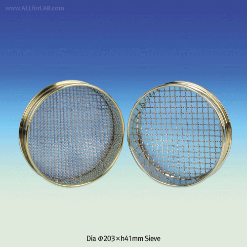 DAIHAN® Standard Test Sieve, with Brass-Frame, Stainless-steel Cloth, Dia.Φ203×H41mm표준망체, 국산표준망체, KS/ASTM/ISO 규격에 준함.
