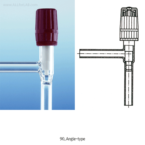 DURAN® Universal Stopcock, GU® Borosilicate Glass 3.3GU® with PTFE Needle-valve, -40℃+200℃, 다용도 Teflon 니들밸브/콕