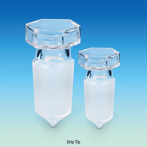 DIN Joint Stopper, Hollow Hexagonal Head, Boro-glass 3.3With Flat-bottom or Drip Tip-bottom, DIN 조인트 글라스 스토퍼
