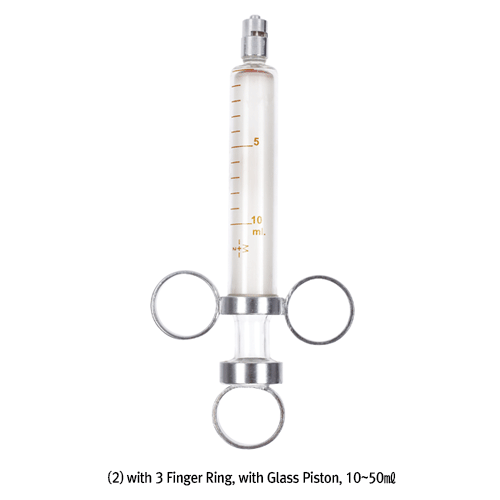 Topsyringe® TRUTHTM Control Glass Syringe, with 3 Finger Ring, 10~50㎖With Metal Luer Lock Tip, Glass/Metal Piston, ISO/CE Certified, 컨트롤 글라스 시린지