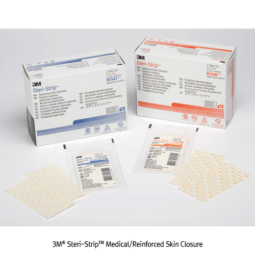 3M® Steri-StripTM Medical/Reinforced Skin Closure, Hypoallergenic Adhesive, Wound Support, w6/12×L100mm, MedicaluseSterile, Breathable, Comfortable to Wear, Non-Invasive Design, 병원용 멸균 피부봉합 반창고