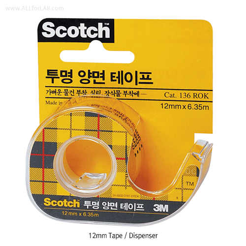 3M® Scotch® “136D” & “237D” Permanent Double Sided Tape, Transparent, with Dispenser, w12 & 18mmIdeal for Science Projects, Art-projects, and Classroom Presentations, 투명 양면테이프